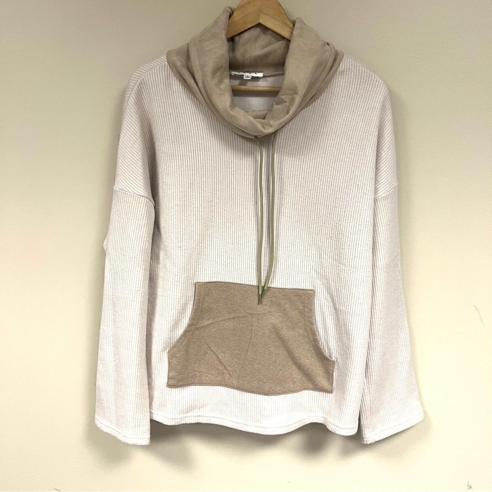 THML ribbed sweatshirt with suede like collar Sz L